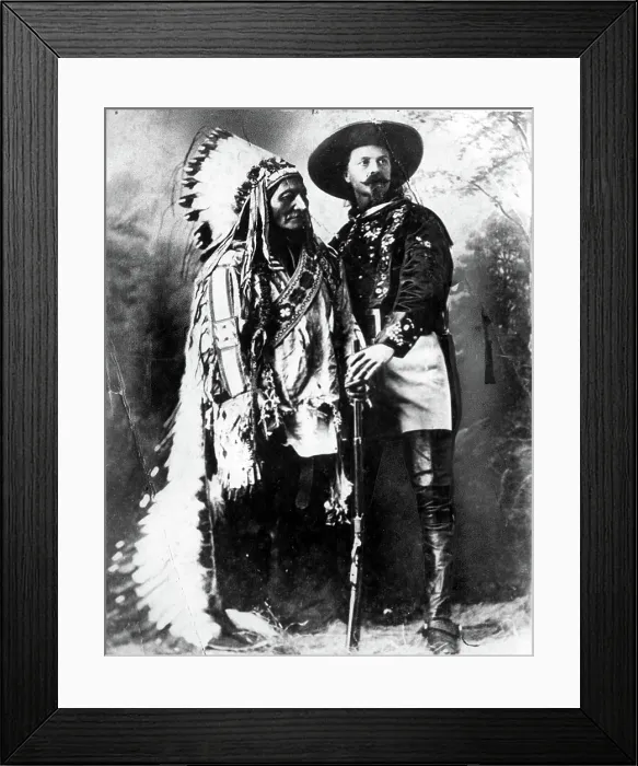 Framed Print : SITTING BULL & BUFFALO BILL-After Sitting Bull was finally conquered, he traveled for a time with Buffalo Bill's Wild West Show.. Courtesy: CSU Archives / Everett Collection Framed Print : SITTING BULL & BUFFALO BILL-After Sitting Bull was finally conquered, he traveled for a time with Buffalo Bill's Wild West Show.. Courtesy: CSU Archives / Everett Collection