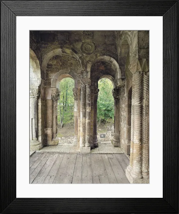 Framed Print : Church of Santa Mara del Naranco. SPAIN. Oviedo. Church of Santa Mara del Naranco. Side viewpoint. Asturian Pre-Romanesque art. Architecture
