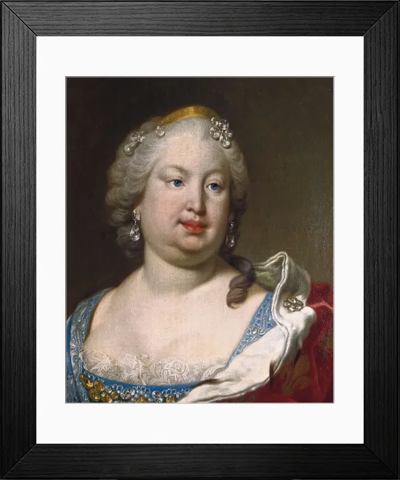 Framed Print : VAN LOO, Louis Michel (1707-1771). Portrait of Doa Brbara de Braganza. Detail. Rococo art. Oil on canvas. SPAIN. Madrid. St. Fernando Royal Academy Museum