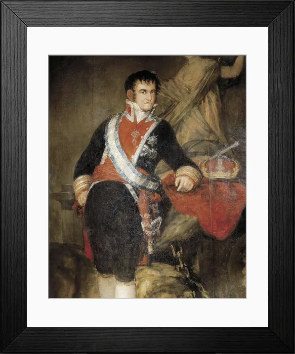 Framed Print : GOYA Y LUCIENTES, Francisco de (1746-1828). King Ferdinand VII. 1814. Detail of the portrait. Oil on canvas. SPAIN. Santander. Fine Arts Museum