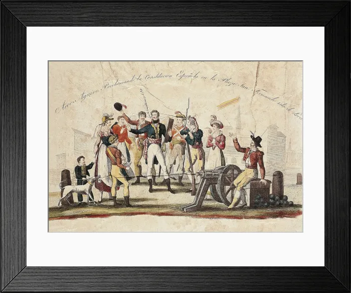 Framed Print : Spain (1820). Liberal Triennium. Felipe de Arco-Agero proclamates the Constitution of 1812 at San Fernando Square in the Isla de Len (Cdiz). Engraving. SPAIN. San Fernando Framed Print : Spain (1820). Liberal Triennium. Felipe de Arco-Agero proclamates the Constitution of 1812 at San Fernando Square in the Isla de Len (Cdiz). Engraving. SPAIN. San Fernando