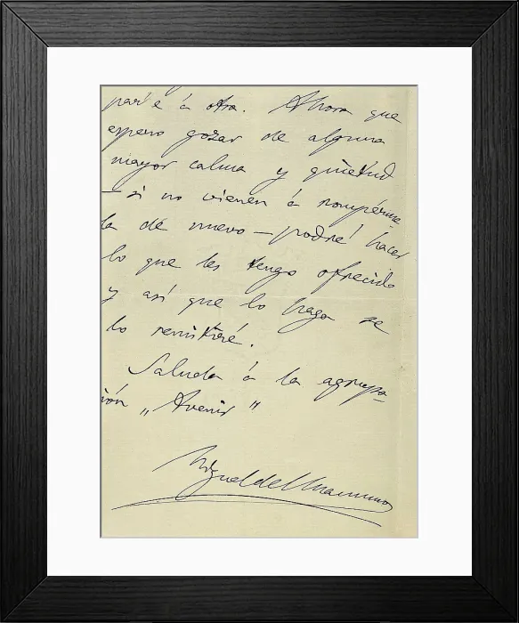 Framed Print : UNAMUNO, Miguel de (1864-1936). Miguel de Unamuno's autographed letter. SPAIN. Barcelona. Biblioteca de Catalunya (National Library of Catalonia) Framed Print : UNAMUNO, Miguel de (1864-1936). Miguel de Unamuno's autographed letter. SPAIN. Barcelona. Biblioteca de Catalunya (National Library of Catalonia)