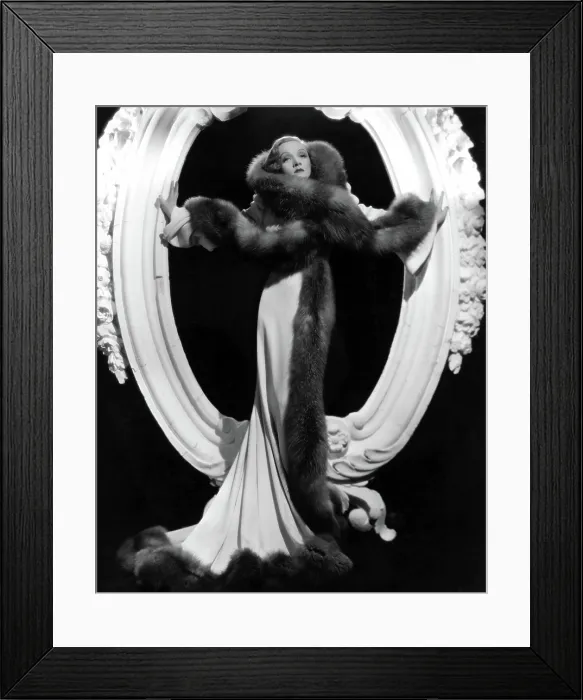 Framed Print : DESIRE, Marlene Dietrich, 1936, formal evening gown designed by Travis Banton