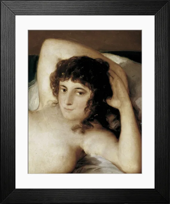 Framed Print : GOYA Y LUCIENTES, Francisco de (1746-1828). The Naked Maja. ca. 1800. Detail of the head. Oil on canvas. SPAIN. Madrid. Prado Museum. AISA / Everett Collection**US SALES ONLY**
