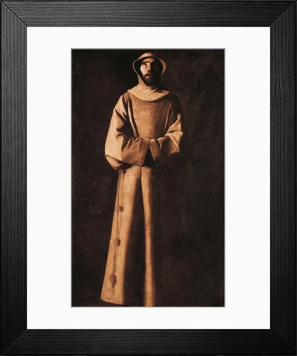 Framed Print : ZURBARAN, Francisco de (1598-1664). Saint Francis of Assisi after the vision of Pope Nicholas V. ca. 1640. Baroque art. Oil on canvas. SPAIN. Barcelona
