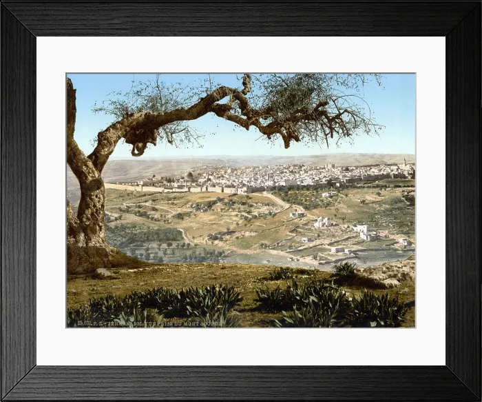 Framed Print : From Mount Scopus, Jerusalem, Holy Land, photochrom, circa 1890-1900