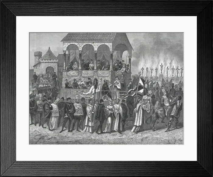 Framed Print : Spain (16th c.). Inquisition. 'Auto-da-f' in Madrid during the reign of Philip II. Coleccin Gasca / AISA / Everett Collection (157107)**US SALES ONLY** Framed Print : Spain (16th c.). Inquisition. 'Auto-da-f' in Madrid during the reign of Philip II. Coleccin Gasca / AISA / Everett Collection (157107)**US SALES ONLY**