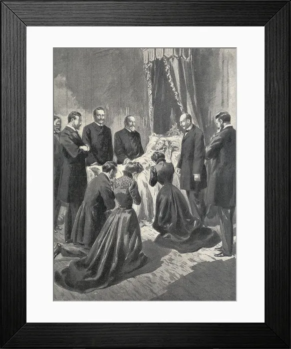 Framed Print : Victoria (1819-1901). Corpse of the queen Victoria. Illustration from 'Le Petit Journal' (February 3rd1901). Engraving