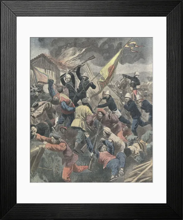 Framed Print : China (1901). The Boxer Rebellion. Victory of the French troops. Illustration from 'Le Petit Journal' (January 131901)