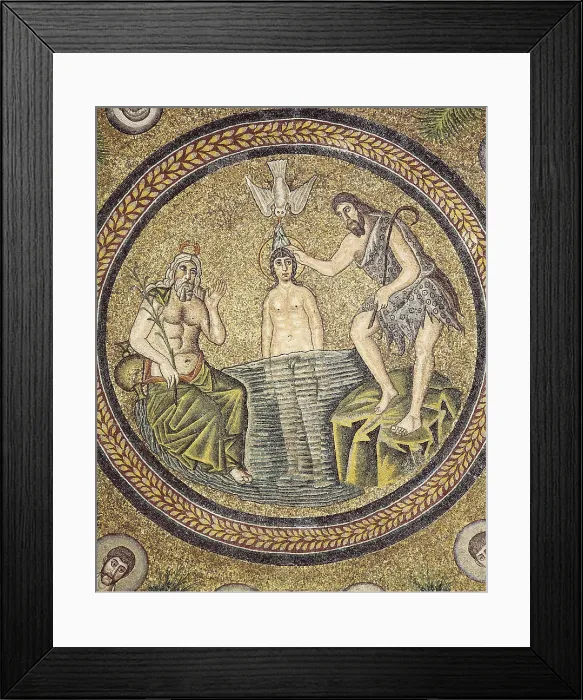 Framed Print : Baptism of Christ. end 5th c. ITALY. Ravenna. Arian Baptistry. Early Byzantine art. Mosaic. AISA / Everett Collection**US SALES ONLY**