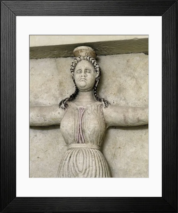 Framed Print : BULGARIA. RUSE. Sveshtari. Thracian Tomb of Sveshtari. Thracian Tomb of Sveshtari (3rd c. BC). Multicoloured sculpture with figure of Atlas woman. Thracian art. Sculpture on rock Framed Print : BULGARIA. RUSE. Sveshtari. Thracian Tomb of Sveshtari. Thracian Tomb of Sveshtari (3rd c. BC). Multicoloured sculpture with figure of Atlas woman. Thracian art. Sculpture on rock