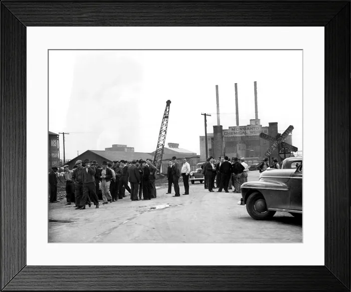 Framed Print : East St. Louis, ILL-Pickets at plant of Monsanto Chemical Company Framed Print : East St. Louis, ILL-Pickets at plant of Monsanto Chemical Company