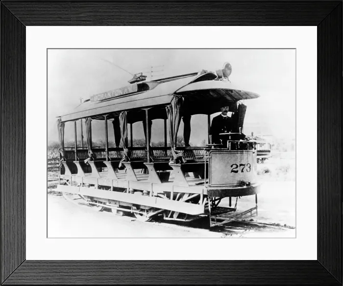Framed Print : An early streetcar, circa 1888, Courtesy: CSU Archives / Everett Collection
