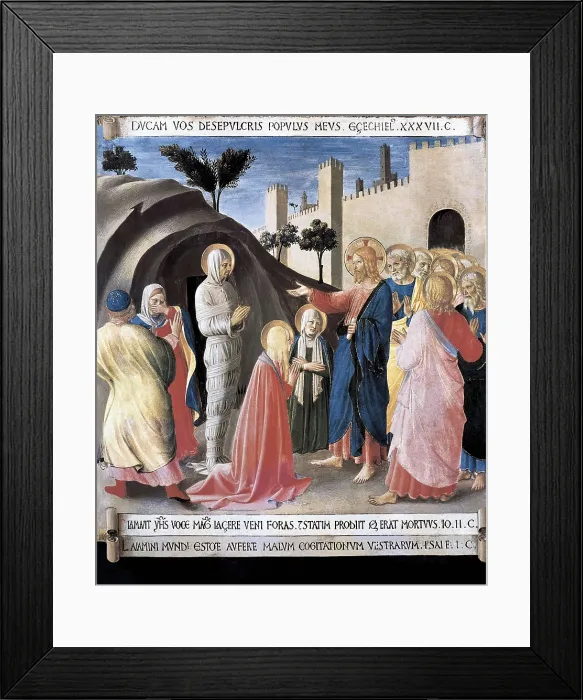 Framed Print : ANGELICO, Fra (1387-1455). Armadio degli Argenti. 1450. Detail with the Resurrection of Lazarus. Renaissance art. Quattrocento. Tempera on wood. ITALY. Florence Framed Print : ANGELICO, Fra (1387-1455). Armadio degli Argenti. 1450. Detail with the Resurrection of Lazarus. Renaissance art. Quattrocento. Tempera on wood. ITALY. Florence