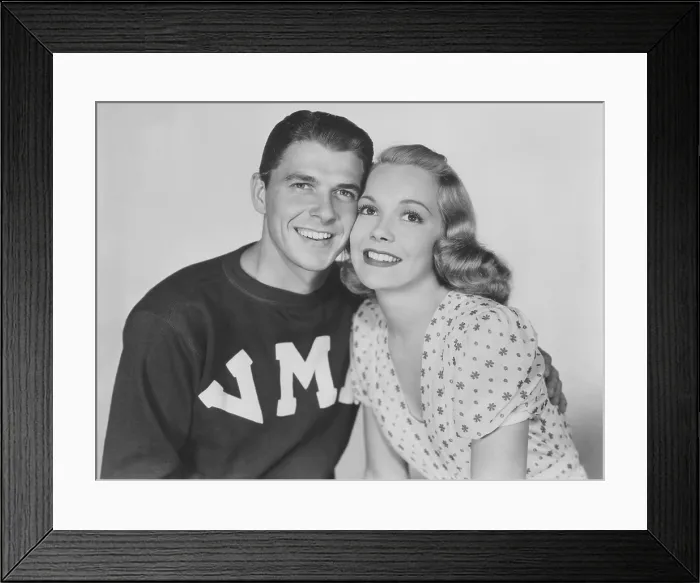 Framed Print : BROTHER RAT, from left: Ronald Reagan, Jane Wyman, 1938