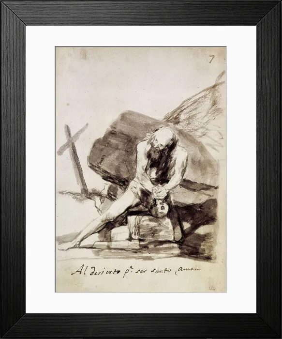 Framed Print : GOYA Y LUCIENTES, Francisco de (1746-1828). Al Desierto para ser Santo, Amen. Drawing. SPAIN. Madrid. Prado Museum. AISA / Everett Collection**US SALES ONLY**