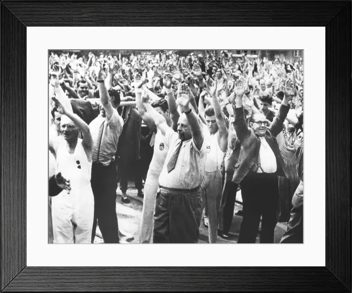 Framed Print : East German Communist President Walter Ulbricht (center, wearing necktie) leading a mass exercise. Aug. 20, 1959