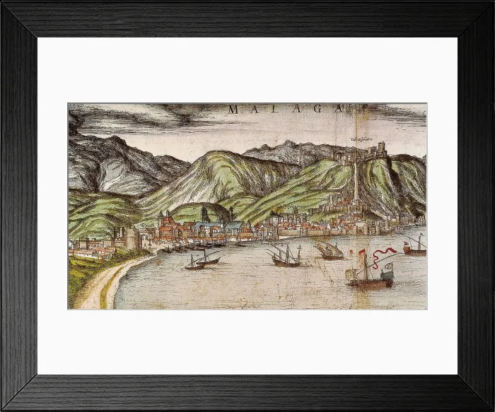 Framed Print : HOGENBERG, Franz (1535-1590). Civitatis Orbis Terrarum. 1572-1617. Malaga (1599). Engraving for the work 'Civitatis Orbis Terrarum', by George Braun