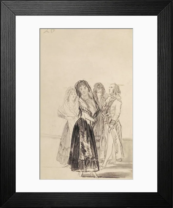 Framed Print : GOYA Y LUCIENTES, Francisco de (1746-1828). Lady with two Companions and a Gentleman. Drawing. SPAIN. Madrid. Prado Museum. AISA / Everett Collection**US SALES ONLY**