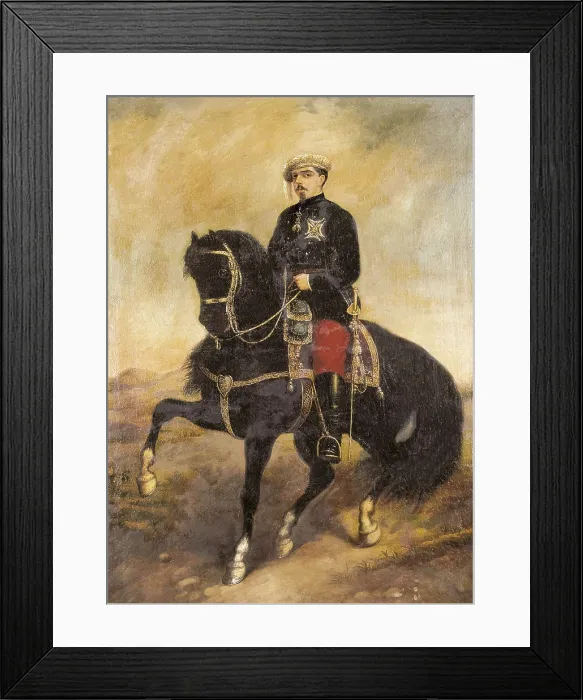 Framed Print : Alfonso Carlos I de Borbon y Austria-este (1849-1936). Anonymous portrait on horseback. Oil on canvas. SPAIN. Sitges. Romantic Museum. AISA / Everett Collection**US SALES ONLY**