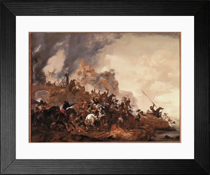 Framed Print : WOUWERMAN, Philips (1619-1668). Cavalry making a Sortie from a Fort on a Hill. 1646. Baroque art. Oil on canvas. UNITED KINGDOM. London. National Gallery Framed Print : WOUWERMAN, Philips (1619-1668). Cavalry making a Sortie from a Fort on a Hill. 1646. Baroque art. Oil on canvas. UNITED KINGDOM. London. National Gallery