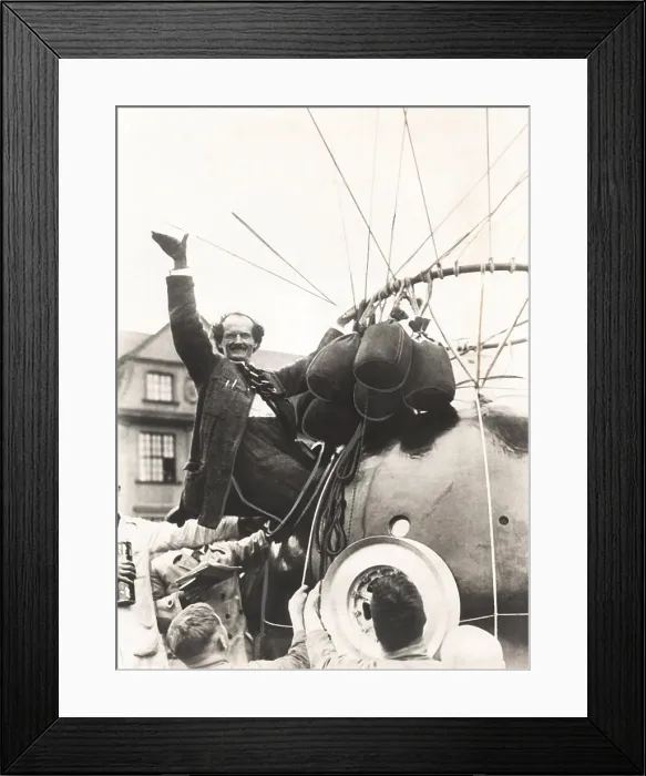Framed Print : Auguste Piccard waves as he climbed into the spherical aluminum capsule. In this first attempt to ascend to the stratosphere, the balloon did not provide sufficient lift Framed Print : Auguste Piccard waves as he climbed into the spherical aluminum capsule. In this first attempt to ascend to the stratosphere, the balloon did not provide sufficient lift