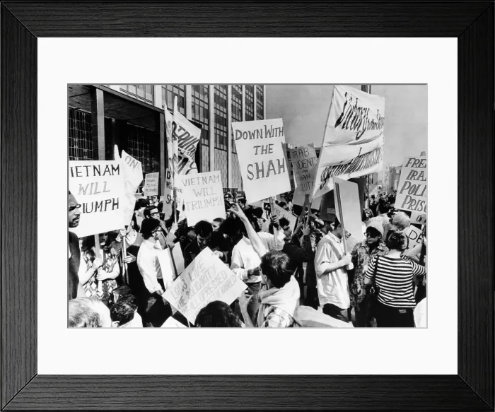 Framed Print : Iranian students and members of SDS protest the Shah of Iran's state visit to the U.S. Oct. 21, 1969. (CSU_2015_8_520)