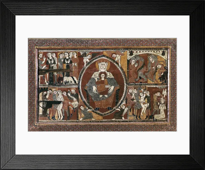 Framed Print : Altar frontal from Santa Margarida de Vilaseca. 2nd half 12th c. Romanesque art. Tempera on wood. SPAIN. Vic. Vic Episcopal Museum. Proc: SPAIN. Santa Mara de Corc