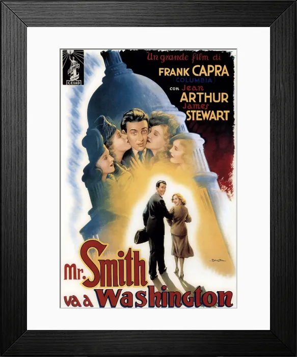 Framed Print : MR. SMITH GOES TO WASHINGTON, (aka MR. SMITH VA A WASHINGTON), James Stewart, Jean Arthur, 1939