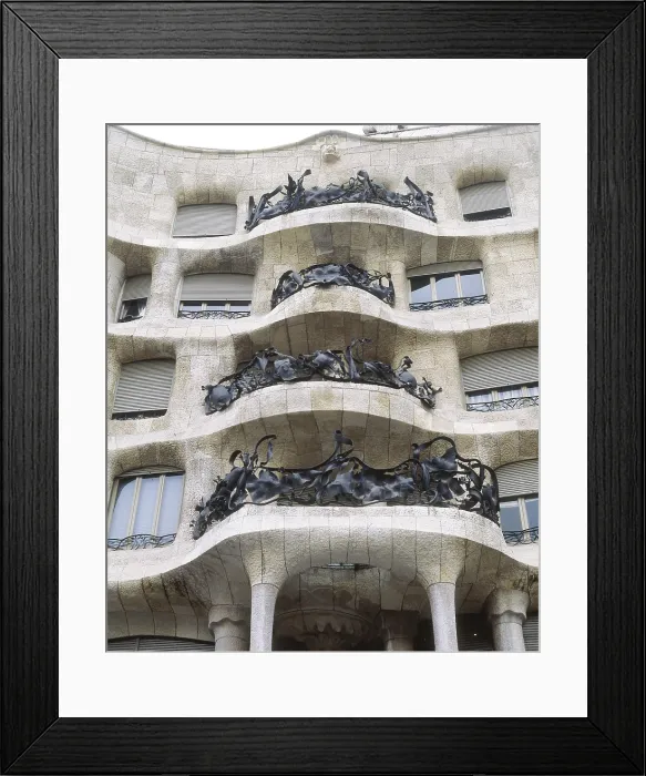 Framed Print : GAUDI i CORNET, Antoni (1852-1926). Mil House or La Pedrera. 1906-1910. SPAIN. Barcelona. Mil House or 'The Quarry'. Balconies of the main faade. Modernism