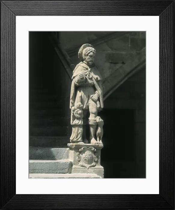 Framed Print : Rochus, Saint (1295-1327). French saint. Sculpture. SPAIN. CATALONIA. Barcelona. Hospital de la Santa Creu i de Sant Pau (Saint Paul's and Holy Cross Hospital)