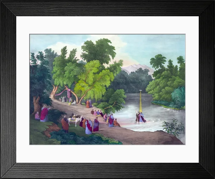 Framed Print : Baptism of Jesus Christ in the River Jordan, print circa 1867 Framed Print : Baptism of Jesus Christ in the River Jordan, print circa 1867