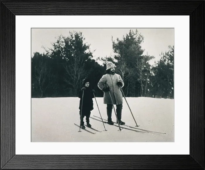 Framed Print : ANDREIEV, Leonid Nikolievich (1871-1919). Portrait of Andreyev skiing with his ten years-old son. AISA / Everett Collection**US SALES ONLY** Framed Print : ANDREIEV, Leonid Nikolievich (1871-1919). Portrait of Andreyev skiing with his ten years-old son. AISA / Everett Collection**US SALES ONLY**