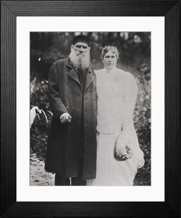 Framed Print : TOLSTOY, Lev Nikolayevich, Leo (1828-1910). Portrait of Leo Tolstoy and his wife Sophia at their house in Yasnaya Poliana, the 23rd September 1895. RUSSIA. TULA. Ysnaia Poliana