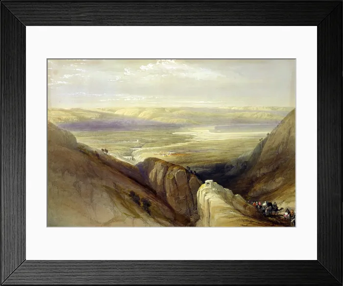 Framed Print : Descent upon the Valley of Jordan, lithograph by Louis Haghe, 1843