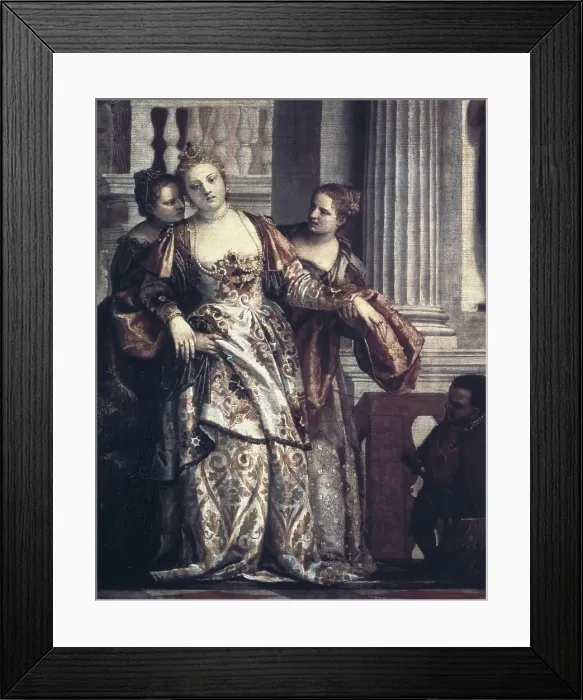 Framed Print : VERONESE, Paolo Caliari, called Paolo (1528-1588). Esther before Ahasuerus. ca. 1556. Left detail depicting Esther. Renaissance art. Cinquecento. Oil on canvas. FRANCE. Paris
