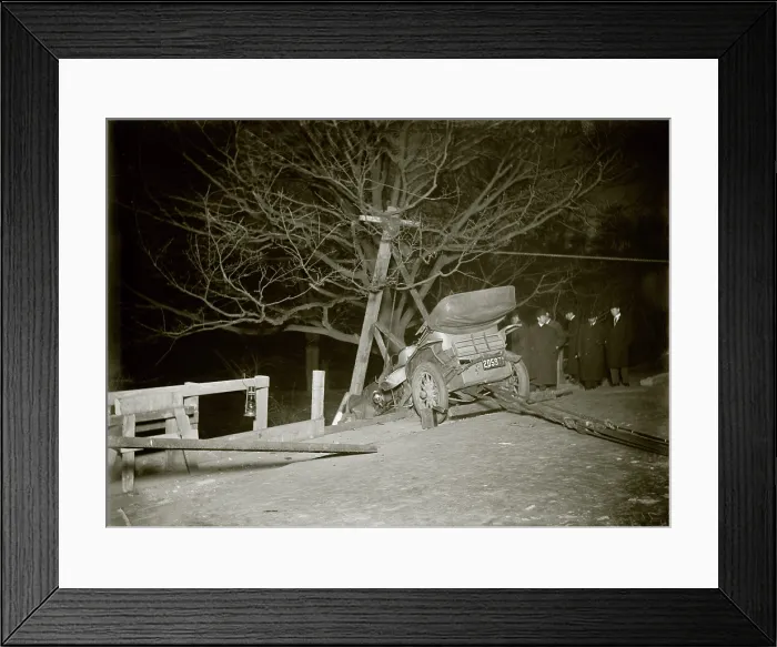 Framed Print : New York City, auto wreck in Central Park, circa 1910-1915