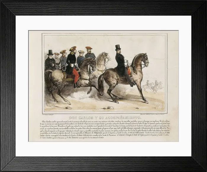 Framed Print : Spain. Don Carlos and his cortege in 1844.Engraving by Francisco Sainz. Litography. Private Collection. AISA / Everett Collection**US SALES ONLY**