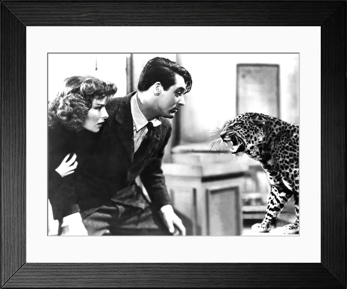 Framed Print : BRINGING UP BABY, Katharine Hepburn, Cary Grant, Baby the Leopard, 1938