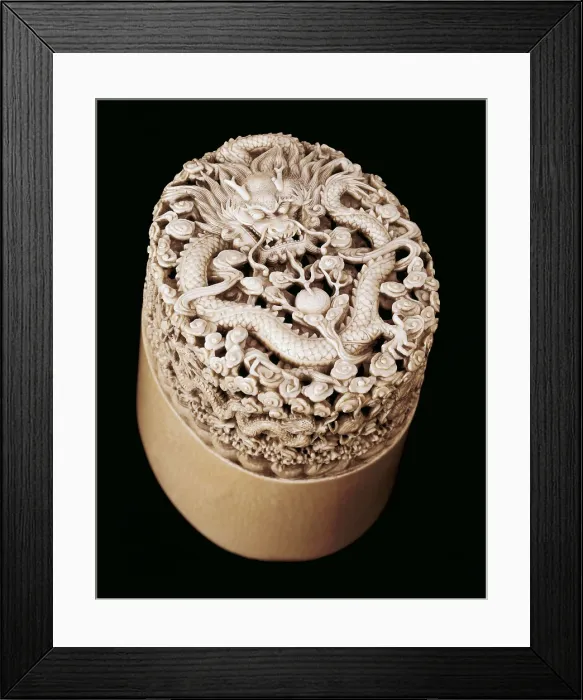 Framed Print : Imperial Seal with Figure of Dragon. 1796-1820. Ivory. Chia-chin period (1796-1820). Chinese art. Qing period. Decorative Arts. SINGAPORE. Singapore. Lee Kong Chian Art Museum
