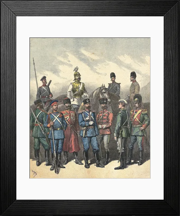 Framed Print : Russia. The Russian cavalry. Illustration by H. Meyer from 'Le Petit Journal' (1891). Engraving. Coleccin Gasca / AISA / Everett Collection (157126)**US SALES ONLY** Framed Print : Russia. The Russian cavalry. Illustration by H. Meyer from 'Le Petit Journal' (1891). Engraving. Coleccin Gasca / AISA / Everett Collection (157126)**US SALES ONLY**