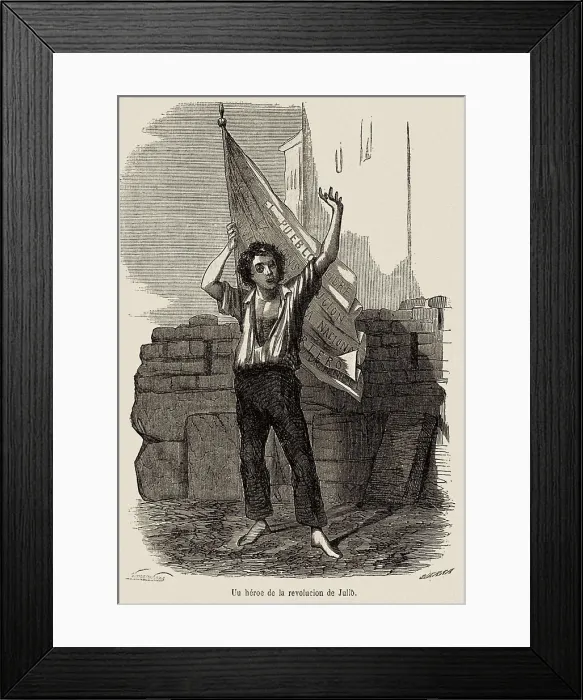 Framed Print : Spain. Revolution of 1854 in Madrid. A hero of the Revolution of July. Etching. SPAIN. Madrid. National Library. AISA / Everett Collection**US SALES ONLY** Framed Print : Spain. Revolution of 1854 in Madrid. A hero of the Revolution of July. Etching. SPAIN. Madrid. National Library. AISA / Everett Collection**US SALES ONLY**