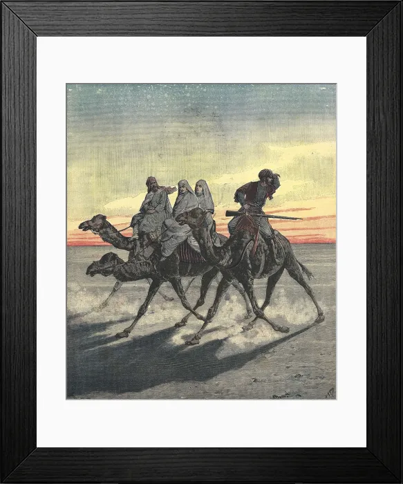 Framed Print : Sudan. Rebellion of the Mahdi. Evasion of the prisoners of the Mahdi in Khartoum. Engraving by H. Meyer from 'Le Petit Journal' (1891). Engraving