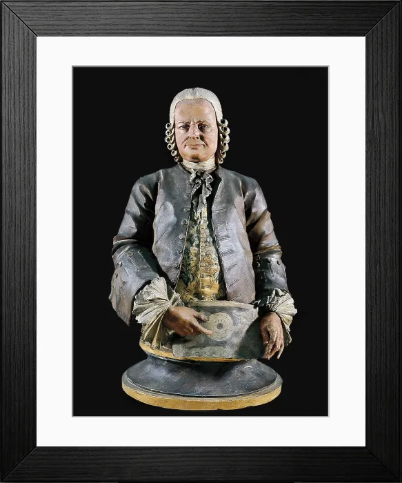 Framed Print : AMADEU, Ramn (1745-1821). Bust of Pere Virgili. end 18th c. Polychrome terra-cotta. International gothic. Terra-cotta. SPAIN. Barcelona. National Art Museum of Catalonia
