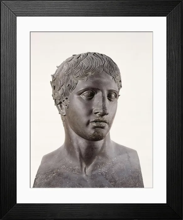 Framed Print : LYSIPPUS (c. 370-318 BC). Hermes. 4th c. BC. Roman copy. Classical Greek art. Sculpture on bronze. ITALY. Naples. National Museum of Archaeology. Proc: ITALY. Herculaneum