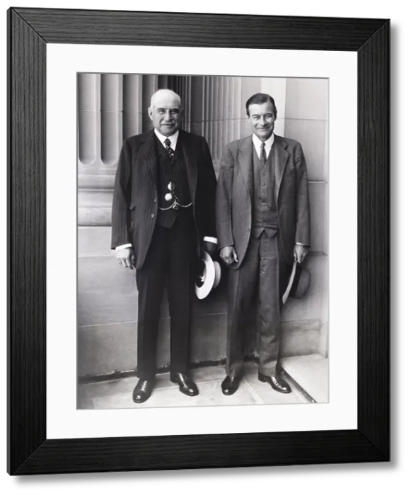 Framed Print : J.P. Morgan Jr. (left) and son, Junius Morgan, at the Senate Banking and Currency Committee hearings. June 2, 1933