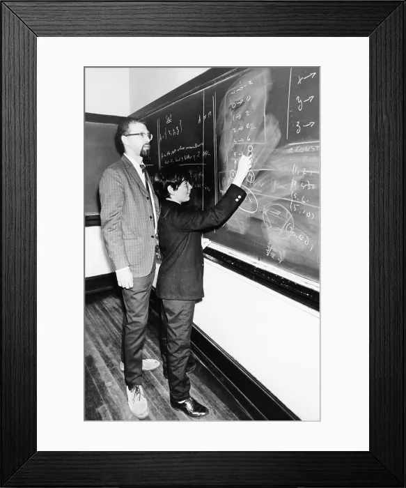 Framed Print : Professor Harry Dym, works with his 12 year old student, Matthew Marcus at New York City College. Sept. 16, 1968