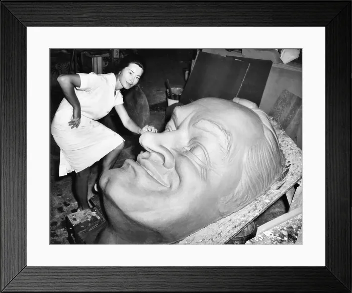 Framed Print : Huge clay head of comedian Bob Hope in a Hollywood artists studio. Oct. 16, 1963 Framed Print : Huge clay head of comedian Bob Hope in a Hollywood artists studio. Oct. 16, 1963