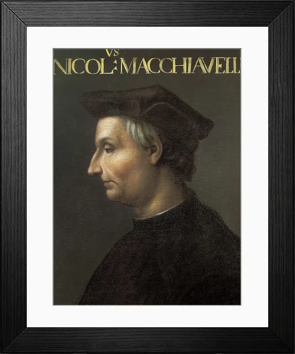 Framed Print : MACHIAVELLI, Niccol (1469-1527). Anonymous portrait of Niccolo Machiavelli. Oil on canvas. ITALY. Florence. Galleria degli Uffizi (Uffizi Gallery) Framed Print : MACHIAVELLI, Niccol (1469-1527). Anonymous portrait of Niccolo Machiavelli. Oil on canvas. ITALY. Florence. Galleria degli Uffizi (Uffizi Gallery)