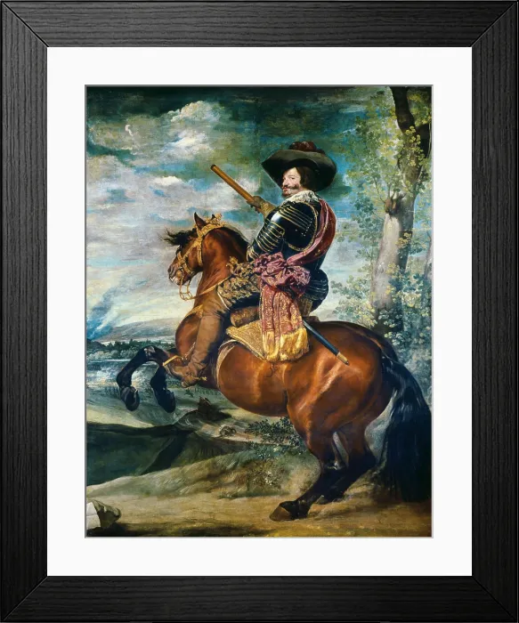 Framed Print : VELAZQUEZ, Diego Rodrguez de Silva (1599-1660). Equestrian portrait of the Count-Duke of Olivares, Gaspar de Guzmn y Pimentel. 1634. Baroque art. Oil on canvas. SPAIN. Madrid